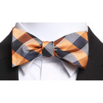 Self Tie Silk Bow Tie // Orange + Black Plaid