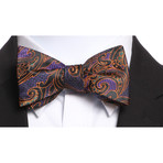 Self Tie Silk Bow Tie // Purple + Green + Black