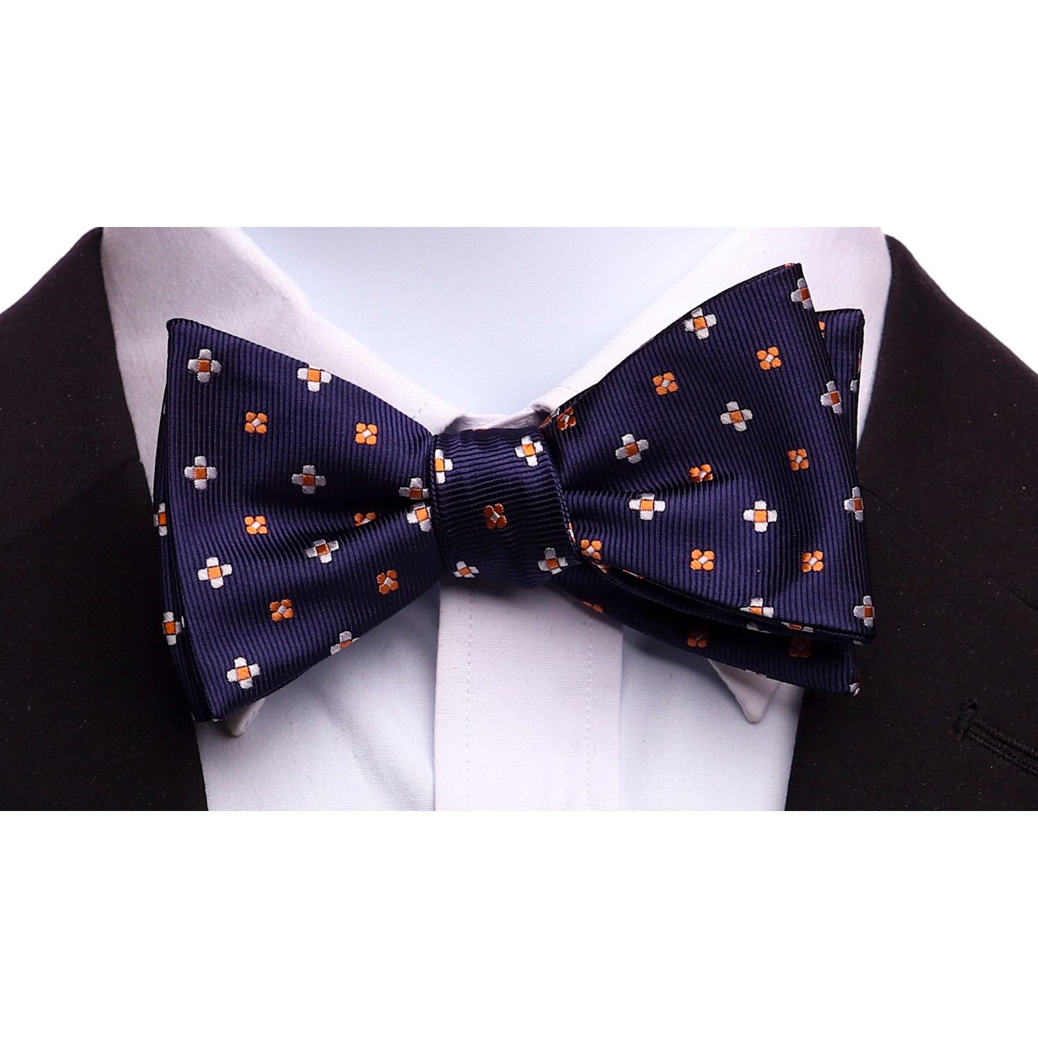Self Tie Silk Bow Tie // Navy Blue + Orange - Amedeo Exclusive - Touch ...