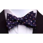 Self Tie Silk Bow Tie // Navy Blue + Orange