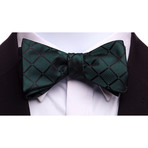 Self Tie Silk Bow Tie // Green Checkers