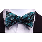 Self Tie Silk Bow Tie // Turquoise + Black