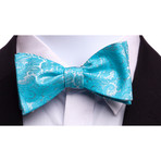 Self Tie Silk Bow Tie // Turquoise Paisley