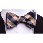 Self Tie Silk Bow Tie // Blue + Gold Nova Plaid