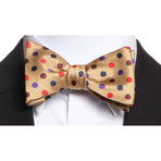 Self Tie Silk Bow Tie // Gold Polka Dot