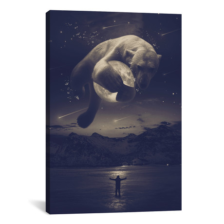 Cobalt Polar Bear Noctuary // Soaring Anchor Designs (18"W x 26"H x 0.75"D)