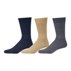 Pima Cotton Mid-Calf Dress Socks // Navy + Khaki + Gray // Pack of 3