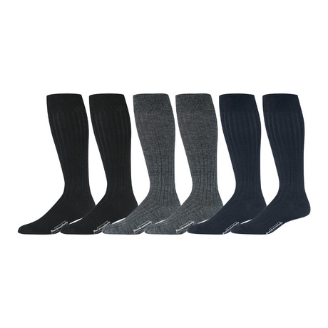 Merino Wool Over the Calf Dress Socks // Multicolor // Pack of 6