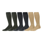 Merino Wool Over the Calf Dress Socks // Olive + Charcoal + Khaki // Pack of 6