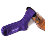 Pima Cotton Over the Calf Dress Socks // Black + Purple // Pack of 5