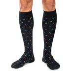 Pima Cotton Over the Calf Dress Socks // Black + Purple // Pack of 5