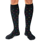 Pima Cotton Over the Calf Dress Socks // Black Patterns + Purple + Rust Orange // Pack of 5