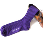 Pima Cotton Over the Calf Dress Socks // Rust Orange + Khaki + Purple // Pack of 3