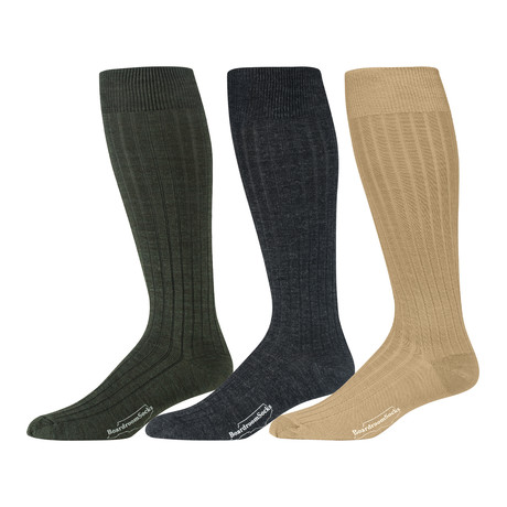 Merino Wool Over the Calf Dress Socks II // Multicolor // Pack of 3