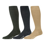 Merino Wool Over the Calf Dress Socks II // Multicolor // Pack of 3