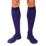 Pima Cotton Over the Calf Dress Socks // Black + Rust Orange + Purple // Pack of 4