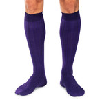 Pima Cotton Over the Calf Dress Socks // Rust Orange + Khaki + Purple // Pack of 3