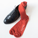 Pima Cotton Over the Calf Dress Socks // Black + Rust Orange + Purple // Pack of 4