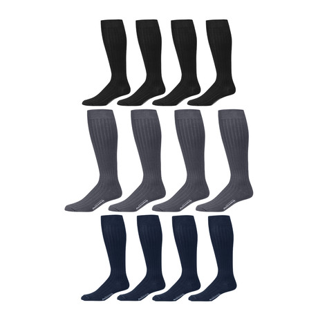 Classic Colors Pima Cotton Over the Calf Dress Socks // Black + Gray + Navy // Pack of 12