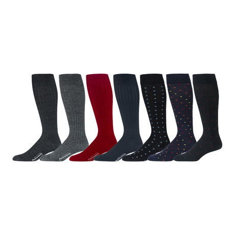 Merino Wool Over the Calf Dress Socks // Multicolor // Pack of 7