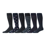 Merino Wool Over the Calf Dress Socks // Navy + Black + Charcoal // Pack of 6