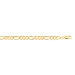 Solid 10K Yellow Gold Diamond Cut Royal Figaro Link Bracelet + Lobster Clasp // 5.0mm