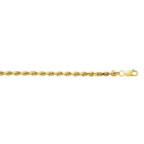 Hollow 10K Yellow Gold Diamond Cut Sparkle Rope Chain Bracelet // 3.2mm