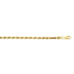 Hollow 10K Yellow Gold Diamond Cut Sparkle Rope Chain Bracelet // 3.2mm