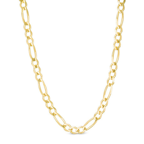 Solid 14K Yellow Gold Diamond Cut Alternate 3+1 Classic Figaro Chain + Lobster Clasp // 3.8mm (20")