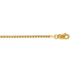 Solid 14K Gold + Yellow Finish Shiny Square Hollow Classic Box Chain + Lobster Clasp // 1.8mm (20")