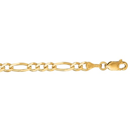 Solid 14K Yellow Gold Diamond Cut Alternate 3+1 Classic Figaro Chain Bracelet + Lobster Clasp // 3.8mm