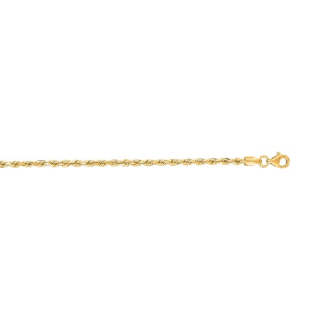 Solid 14K Yellow Gold Shiny Solid Diamond Cut Royal Rope Chain Bracelet + Lobster Clasp // 2.5mm (7")