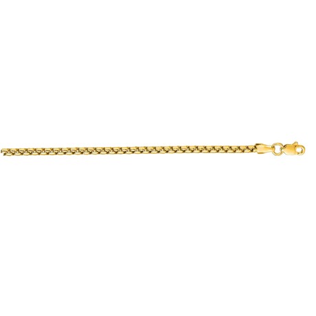 Solid 14K Yellow Gold Shiny Round Box Chain + Lobster Clasp // 2.4mm (18")