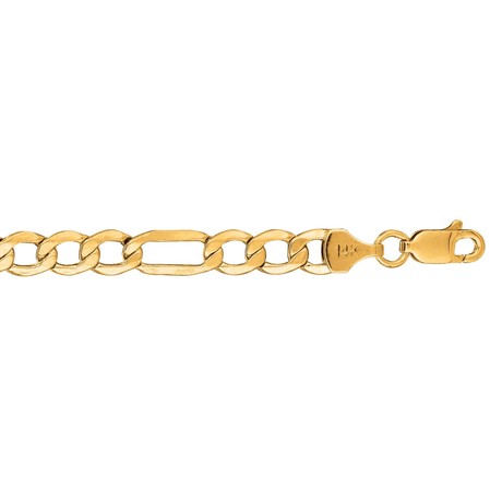 Solid 10K Yellow Gold Diamond Cut Figaro Lite Link Bracelet + Lobster Clasp // 5.4mm