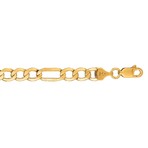 Solid 10K Yellow Gold Diamond Cut Figaro Lite Link Bracelet + Lobster Clasp // 5.4mm