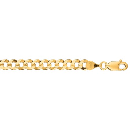 Solid 10K Yellow Gold Diamond Cut Comfort Curb Chain + Lobster Clasp // 4.7mm (20")
