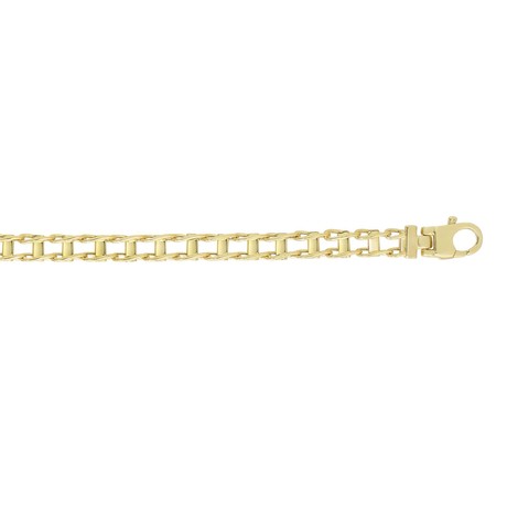 Solid 14K Yellow Gold Shiny Railroad Style Fancy Link Bracelet // 5.0mm