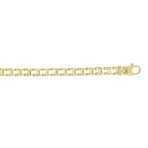 Solid 14K Yellow Gold Shiny Railroad Style Fancy Link Bracelet // 5.0mm