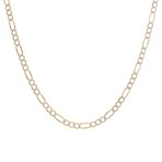 Solid 14K Gold + Yellow Finish Diamond Cut Classic Pave Figaro Chain // 4.75mm (22")