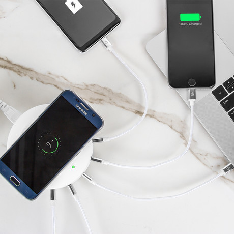 ChargeHub X5+ // Elite 3005 5-Port USB SuperCharger + Wireless & Type-C (White)