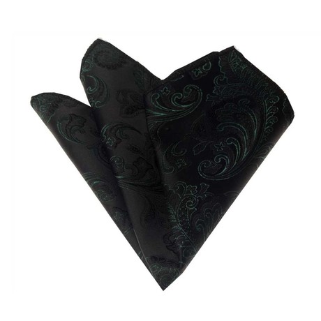 Silk Handkerchief + Gift Box // Black + White Paisley