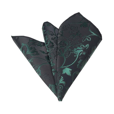 Silk Handkerchief + Gift Box // Green + Black Paisley