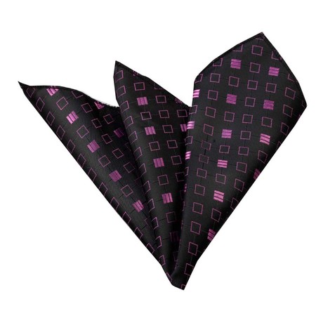 Silk Handkerchief + Gift Box // Black + Pink Squares