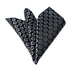 Silk Handkerchief + Gift Box // Black + Silver Circles