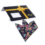 Silk Handkerchief + Gift Box // Multicolor Floral + Blue