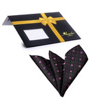 Silk Handkerchief + Gift Box // Black + Pink Squares