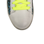 Amiri // Leather Viper Neon Leopard Low Sneakers // Blue (US: 7)