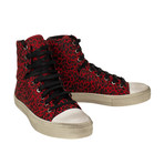 Amiri // Vintage Glitter Leopard Print High Top Sneakers // Red (US: 9)