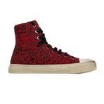 Amiri // Vintage Glitter Leopard Print High Top Sneakers // Red (US: 9)