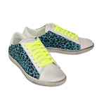 Amiri // Leather Viper Neon Leopard Low Sneakers // Blue (US: 8)